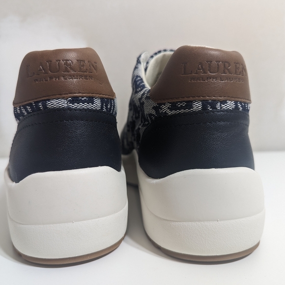 Lauren Ralph Lauren Rylee Monogram Jacquard Sneakers Sz 8.5 US 40 EUR - Picture 3 of 7